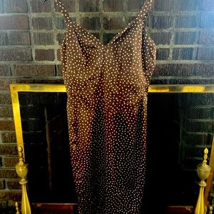 Arden B dress, brown with white small polka dots, size M.